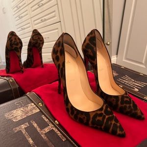 Christian Louboutin So Kate leopard calf hair 120 mm heel sz 40